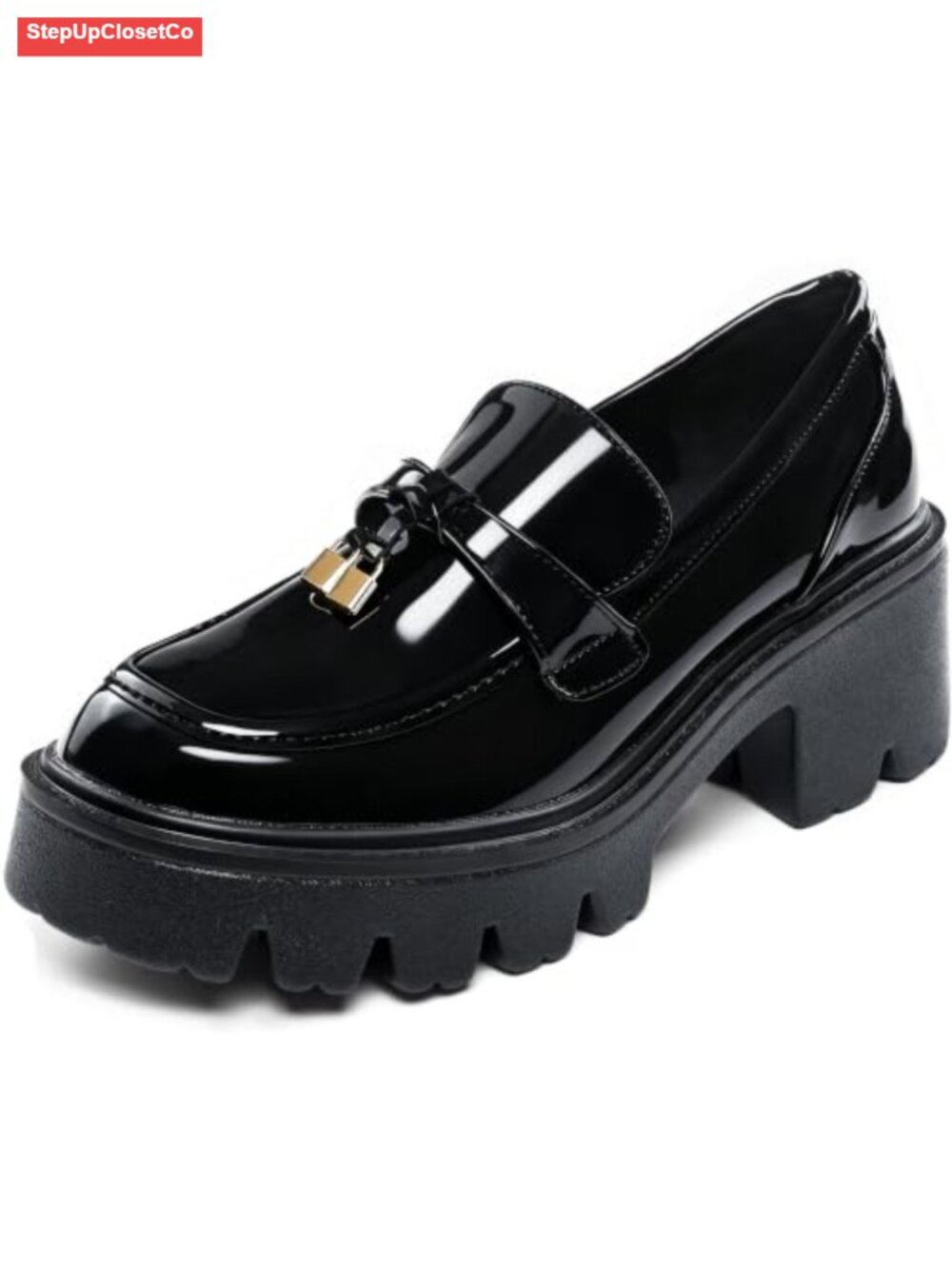Platform Loafers Chunky Slip-On Block Heel Work Shoes